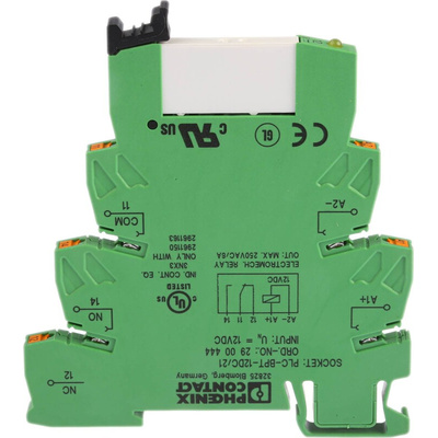 Phoenix Contact PLC-RPT- 12DC/21AU Series Interface Relay, DIN Rail Mount, 12V dc Coil, SPDT, 1-Pole