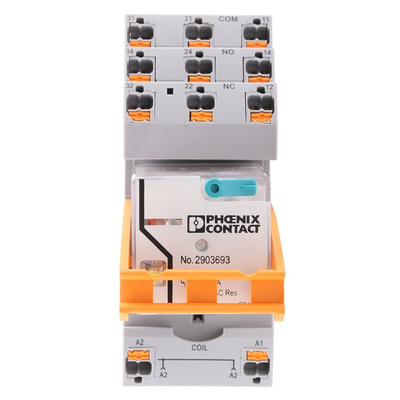 Phoenix Contact RIF-3-RPT-LDP-24DC/3X21 Series Interface Relay, DIN Rail Mount, 24V dc Coil, 3PDT, 3-Pole