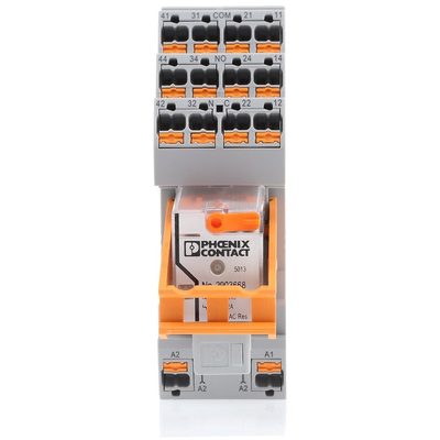 Phoenix Contact RIF-2-RPT-LV-230AC/2X21 Series Interface Relay, DIN Rail Mount, 230V ac Coil, DPDT, 2-Pole