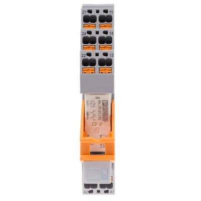 Phoenix Contact RIF-1-RPT-LDP-24DC/2X21AU Series Interface Relay, DIN Rail Mount, 24V dc Coil, DPDT, 2-Pole
