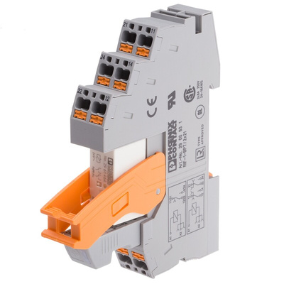 Phoenix Contact RIF Series Interface Relay, DIN Rail Mount, 24V ac Coil, DPDT, 2-Pole