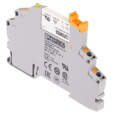 Phoenix Contact RIF-0-RPT-24DC/ 1AU Series Interface Relay, DIN Rail Mount, 24V dc Coil, SPST, 1-Pole