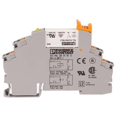 Phoenix Contact RIF-0-RPT-12DC/ 1AU Series Interface Relay, DIN Rail Mount, 12V dc Coil, SPST, 1-Pole