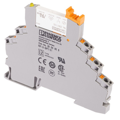 Phoenix Contact RIF-0-RPT-24DC/21 Series Interface Relay, DIN Rail Mount, 24V dc Coil, SPDT, 1-Pole