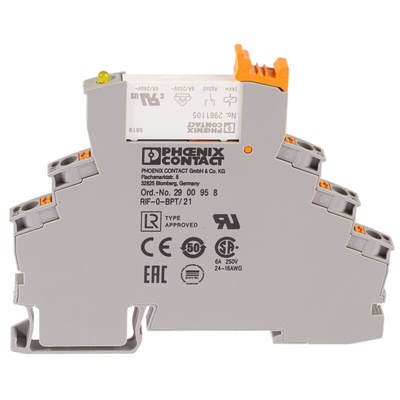 Phoenix Contact RIF-0-RPT-24DC/21 Series Interface Relay, DIN Rail Mount, 24V dc Coil, SPDT, 1-Pole