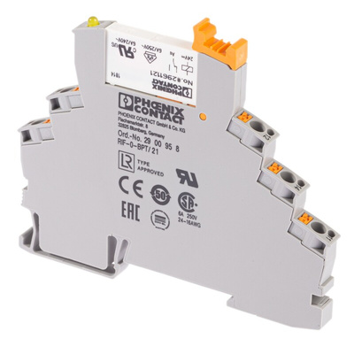 Phoenix Contact RIF-0-RPT-24DC/21AU Series Interface Relay, DIN Rail Mount, 24V dc Coil, SPDT, 1-Pole