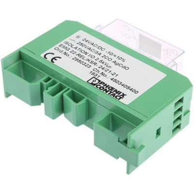 Phoenix Contact EMG 22-REL/KSR- 24/21-21 Series Interface Relay, Chassis Mount, 24V ac/dc Coil, DPDT, 2-Pole