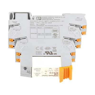 Phoenix Contact PLC-RPT- 24DC/21-21 Series Interface Relay, DIN Rail Mount, 24V dc Coil, DPDT, 2-Pole