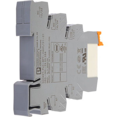 Phoenix Contact PLC-RPT- 24UC/21-21 Series Interface Relay, DIN Rail Mount, 24V ac/dc Coil, DPDT, 2-Pole