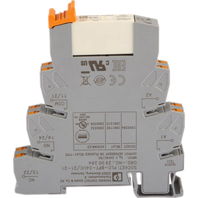 Phoenix Contact PLC-RPT- 24UC/21-21 Series Interface Relay, DIN Rail Mount, 24V ac/dc Coil, DPDT, 2-Pole