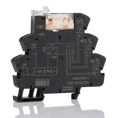 Weidmuller TRZ Series Interface Relay, DIN Rail Mount, 24V Coil, DPDT, 2-Pole