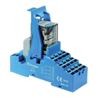 Finder 58 Series Interface Relay, DIN Rail Mount, 110V ac Coil, 4PDT, 4-Pole, 7A Load