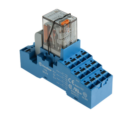 Finder 58 Series Interface Relay, DIN Rail Mount, 230V ac Coil, 4PDT, 4-Pole, 7A Load