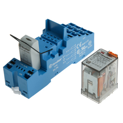 Finder 58 Series Interface Relay, DIN Rail Mount, 230V ac Coil, 4PDT, 4-Pole, 7A Load