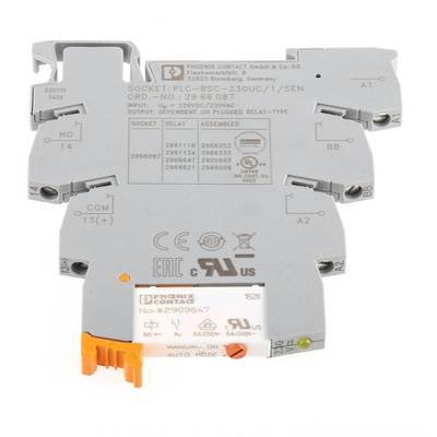 Phoenix Contact PLC-RSC-230UC/ 1AU/MS/SEN Series Interface Relay, DIN Rail Mount, 230V ac/dc Coil, SPST, 1-Pole