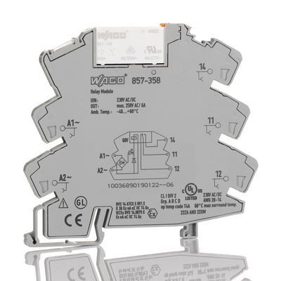 Wago Interface Relay, DIN Rail Mount, 230V ac/dc Coil, 1-Pole