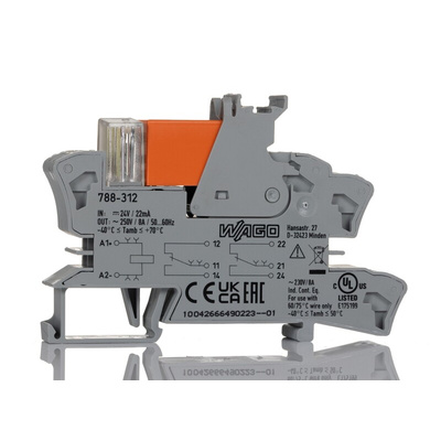 Wago 788 Series Interface Relay, DIN Rail Mount, 24V dc Coil, 2-Pole