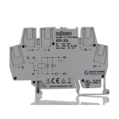 Wago 859 Series Interface Relay, DIN Rail Mount, 24V dc Coil, 1-Pole