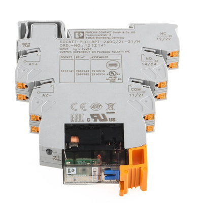 Phoenix Contact PLC-RPT- 24DC/21-21/MS Series Interface Relay, DIN Rail Mount, 24V dc Coil, DPDT, 2-Pole