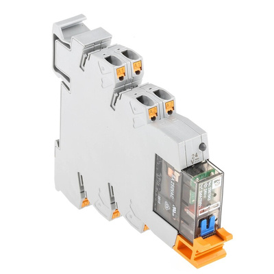 Phoenix Contact PLC-RPT- 24DC/21-21/MS Series Interface Relay, DIN Rail Mount, 24V dc Coil, DPDT, 2-Pole