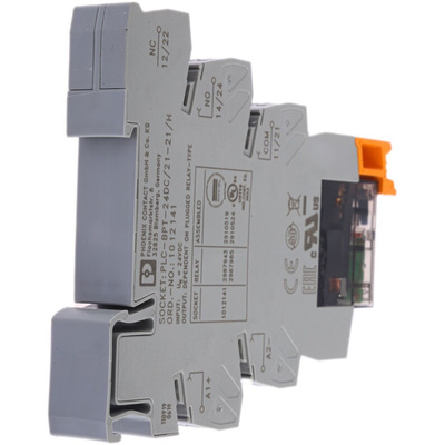 Phoenix Contact PLC-RPT- 24DC/21-21AU/MS Series Interface Relay, DIN Rail Mount, 24V dc Coil, DPDT, 2-Pole