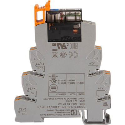 Phoenix Contact PLC-RPT- 24DC/21-21AU/MS Series Interface Relay, DIN Rail Mount, 24V dc Coil, DPDT, 2-Pole
