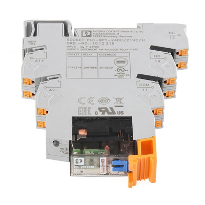 Phoenix Contact PLC-RPT- 24DC/21HC/MS Series Interface Relay, DIN Rail Mount, 24V dc Coil, SPDT, 1-Pole