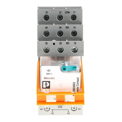 Phoenix Contact RIF-3-RSC-LDP-24DC/3X21 Series Interface Relay, DIN Rail Mount, 24V dc Coil, 3PDT, 3-Pole