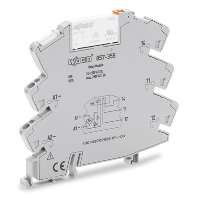 Wago 857 Series Interface Relay, DIN Rail Mount, 230V ac/dc Coil, SPDT, 6A Load