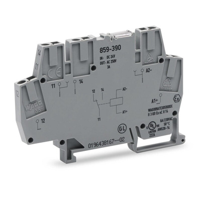 Wago 859 Series Interface Relay, DIN Rail Mount, 24V dc Coil, SPDT, 5A Load