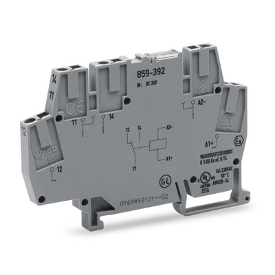 Wago 859 Series Interface Relay, DIN Rail Mount, 24V dc Coil, SPDT, 3A Load