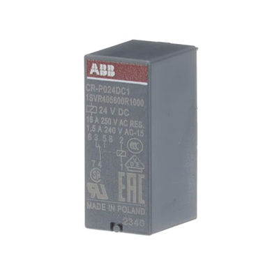 ABB CR-P Series Interface Relay, DIN Rail Mount, 24V dc Coil, SPDT, 16A Load