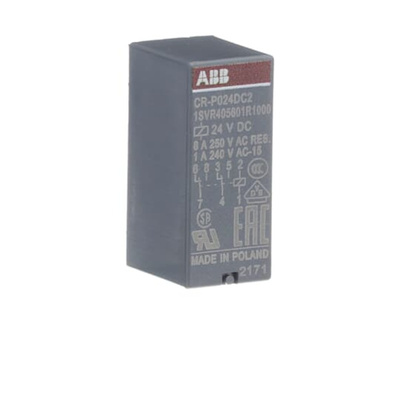 ABB CR-P Series Interface Relay, DIN Rail Mount, 24V dc Coil, 2CO (SPDT), 8A Load