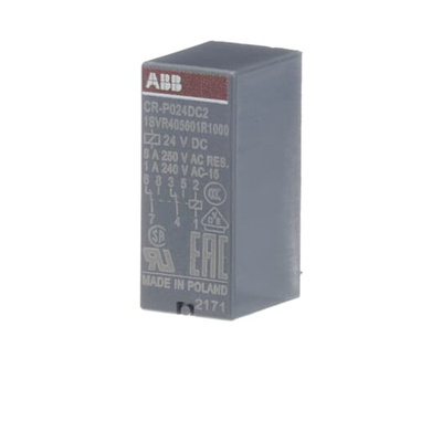 ABB CR-P Series Interface Relay, DIN Rail Mount, 24V dc Coil, 2CO (SPDT), 8A Load