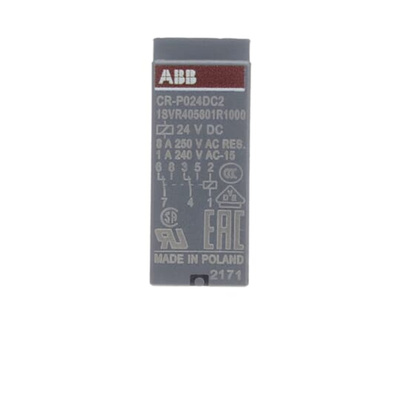 ABB CR-P Series Interface Relay, DIN Rail Mount, 24V dc Coil, 2CO (SPDT), 8A Load