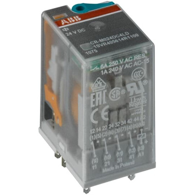 ABB CR-M Series Interface Relay, DIN Rail Mount, 24V dc Coil, 4CO (SPDT), 6A Load
