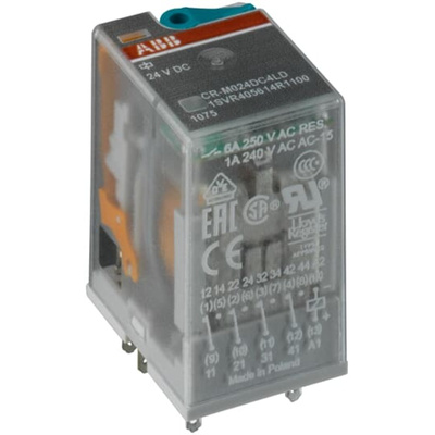 ABB CR Series Interface Relay, DIN Rail Mount, 110V dc Coil, SPDT, 12A Load