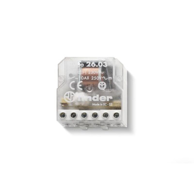 Finder 26 Series Series Relay, Panel Mount, 12V ac Coil, SPDT