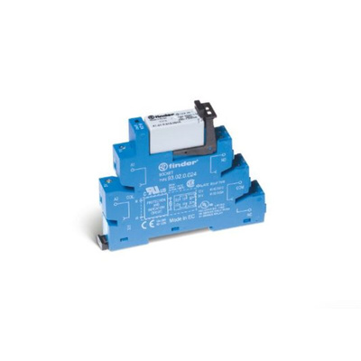 Finder 38 Series Interface Relay Module, DIN Rail Mount, 24V dc Coil, SPDT, 5mA Load