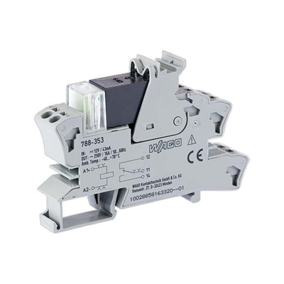 Wago 788 Series Relay Module, DIN Rail Mount, 12V dc Coil, SPDT, 1-Pole, 16A Load