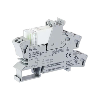 Wago 788 Series Relay Module, DIN Rail Mount, 24V dc Coil, SPDT, 1-Pole, 16A Load