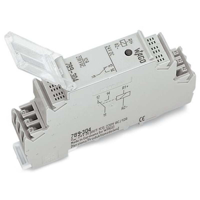 Wago 789 Series Relay Module, DIN Rail Mount, 230V ac Coil, SPDT, 1-Pole, 12A Load
