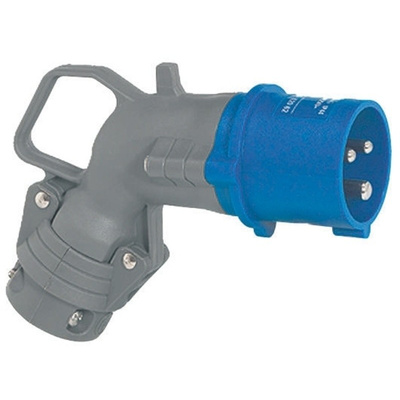 Legrand, HYPRA IP44 Blue Cable Mount 2P+E Right Angle Industrial Power Plug, Rated At 16.0A, 230.0 V