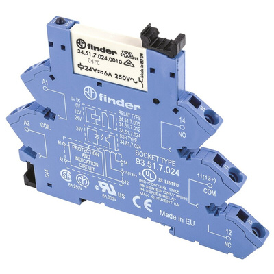 Finder 38 Series Interface Relay, DIN Rail Mount, 230V ac/dc Coil, SPST