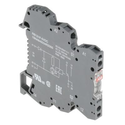 ABB R600 Series Interface Relay, DIN Rail Mount, 5V dc Coil, SPDT, 6A Load