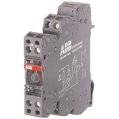 ABB R600 Series Interface Relay, DIN Rail Mount, 24V ac/dc Coil, DPDT, 1 → 8000mA Load