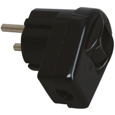 Kopp Black Cable Mount 2P Mains Connector Plug, Rated At 16.0A, 250.0 V