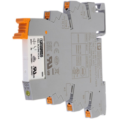 Phoenix Contact PLC-RPT-120UC/ 1AU/SEN Series Interface Relay, DIN Rail Mount, 110V ac/dc Coil, SPST, 1-Pole