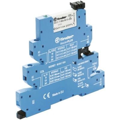 Finder 39 Series Interface Relay, DIN Rail Mount, 230V ac Coil, SPDT, 1-Pole