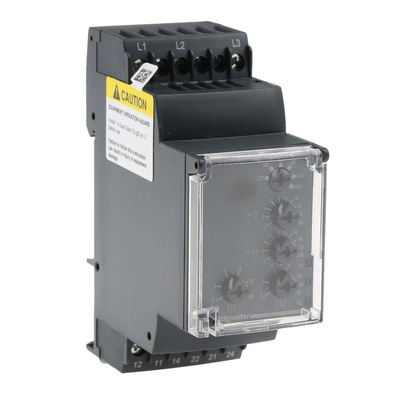 Schneider Electric Voltage Monitoring Relay, 3 Phase, DPDT, 194 → 528V ac, DIN Rail